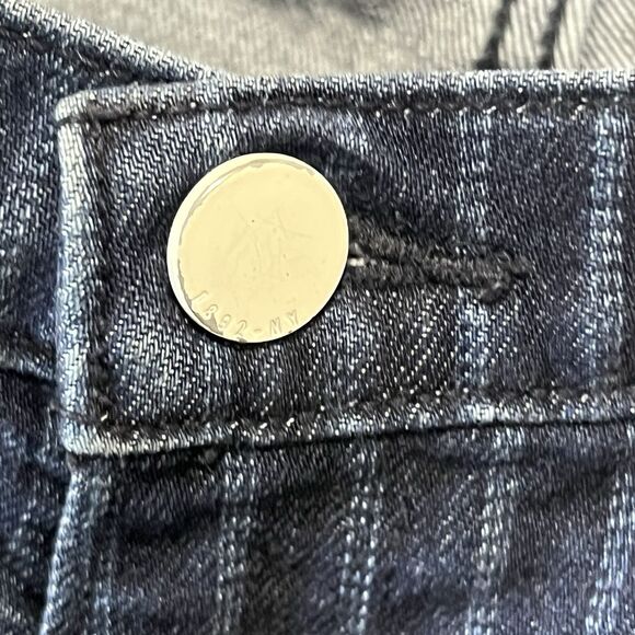 Abercrombie & Fitch Dark Blue Jean Shorts Women’s 24 Striped - Picture 16 of 17